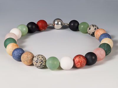 "Bubblegum" Necklace; 20mm Diameter Beads of Agate, Quartz, Jasper, Sodalite, Aventurine, Silver. For other large images click on thumbnails below	